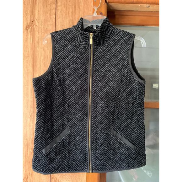 Charter Club herringbone textured vest women's size small black gray full zip - Picture 8 of 13